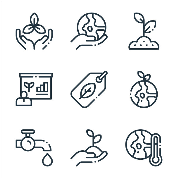 生态线图标线性集质量线集图片下载