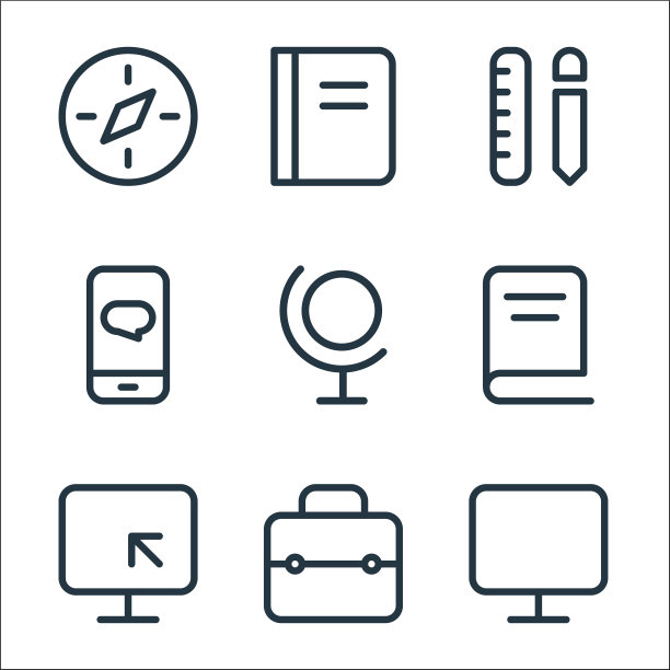 学校教育线图标线性设置质量图片下载