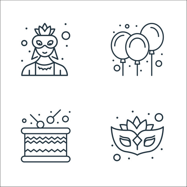 巴西嘉年华线图标线性集质量图片下载