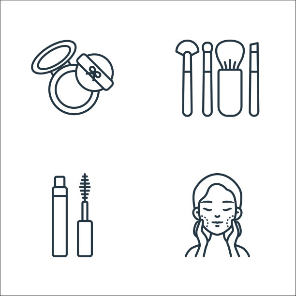 美容化妆品系列图标线性设置质量图片下载