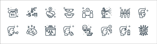 冠状病毒线图标线性集质量线图片下载