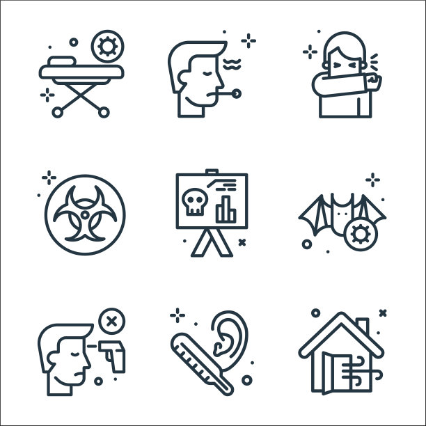 冠状病毒线图标线性集质量线图片下载