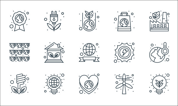 地球日线图标线性集质量线集图片下载