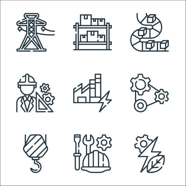 工业工艺线图标线性集质量图片下载