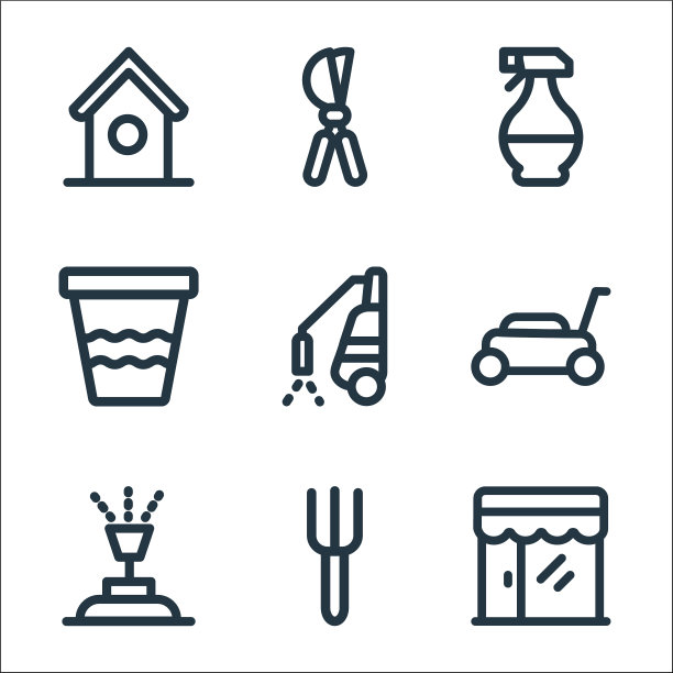 园林绿化设备线图标线性设置图片下载