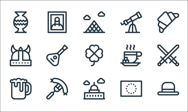 欧洲线图标线性集质量线集图片下载