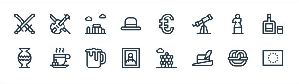 欧洲线图标线性集质量线集图片下载