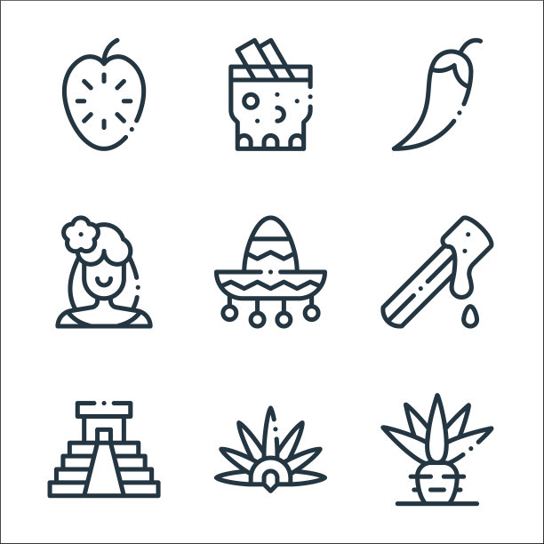 墨西哥线图标线性集质量线集图片下载