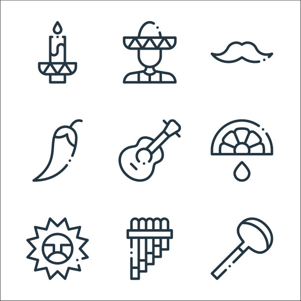 墨西哥线图标线性集质量线集图片下载