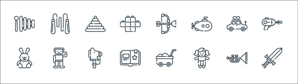 儿童玩具线图标线性设置质量线图片下载