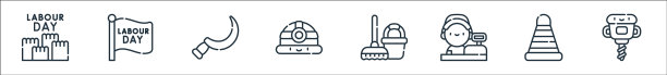 劳动节线图标线性集质量线集图片下载