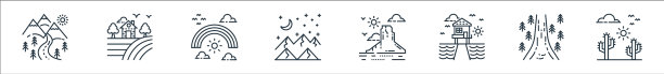 自然和景观线图标线性集合图片下载