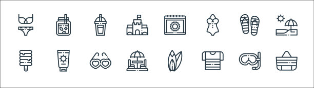 夏季线图标线性集质量线集图片下载