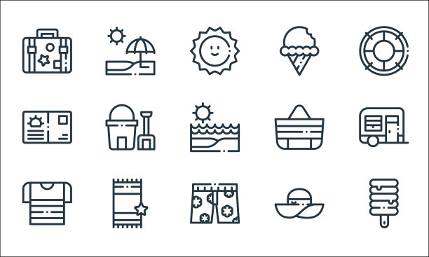 夏季线图标线性集质量线集图片下载