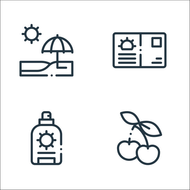 夏季线图标线性集质量线集图片下载