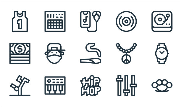 嘻哈线图标线性集质量线集图片下载