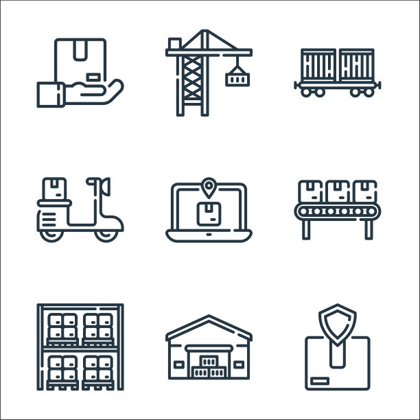 物流和配送线图标线性集合图片下载