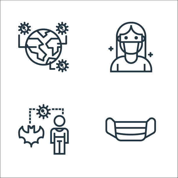 流行病线图标线性集质量线集图片下载