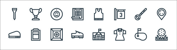 高尔夫线图标线性设置质量线设置等图片下载