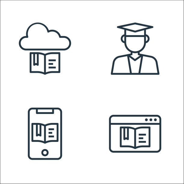 在线学习线图标线性集质量图片下载