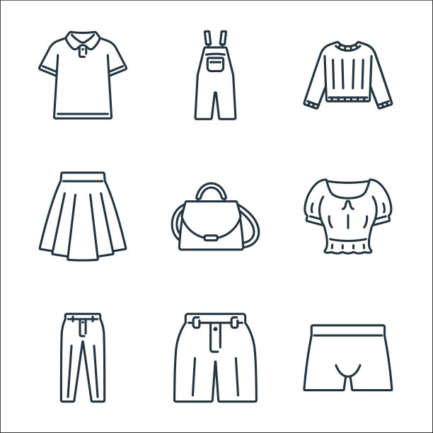 衣服和装备线图标线性集质量图片下载