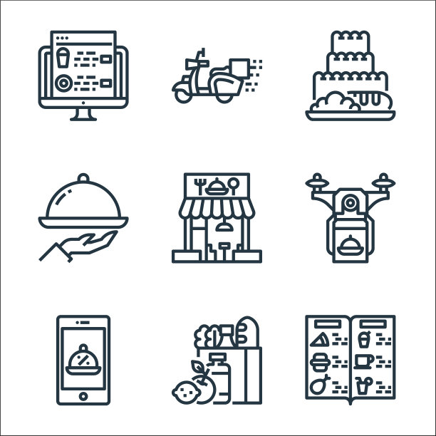 食品配送线图标线性设置质量线图片下载