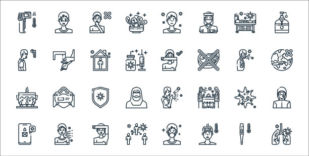 病毒传播线图标线性集质量图片下载