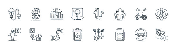 环境和生态线图标线性集质量图片下载