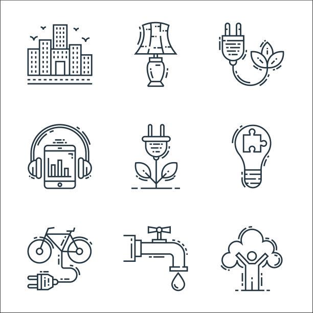 环境和生态线图标线性集质量图片下载