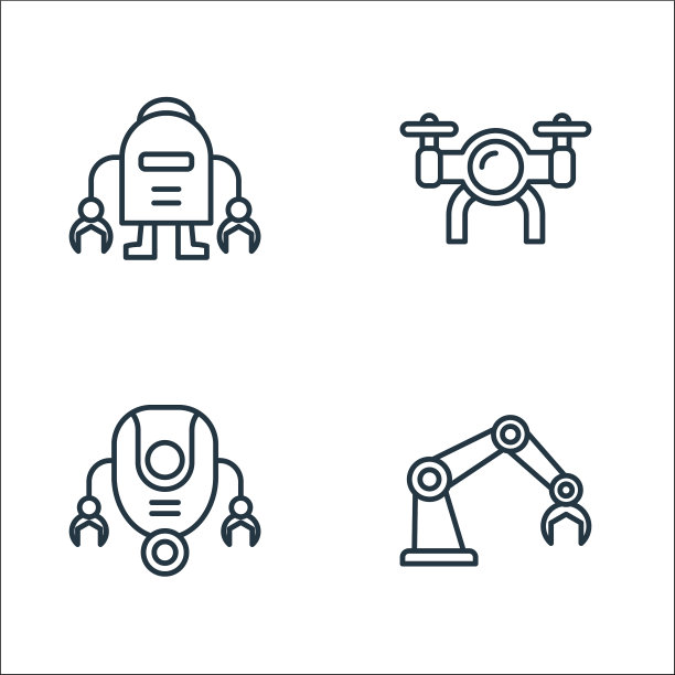 机器人生产线图标线性集质量线集图片下载