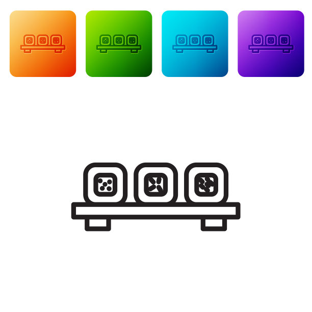 寿司在切菜板上的图标上有黑线隔离图片下载