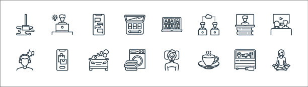 待在家里隔离线图标线性设置图片下载