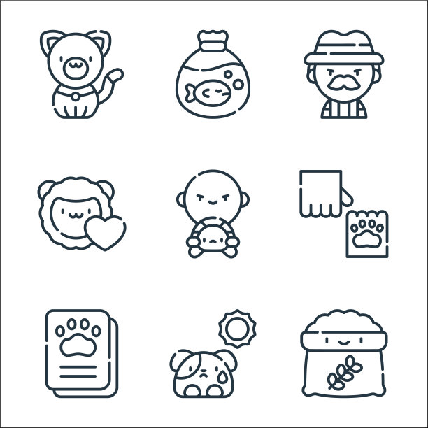 动物福利线图标线性设置质量线图片下载