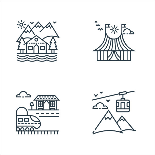 旅游线图标线性集质量线集图片下载