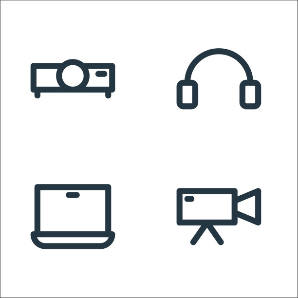 多媒体线图标线性集质量线集图片下载