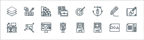 图形设计线图标线性设置质量线图片下载