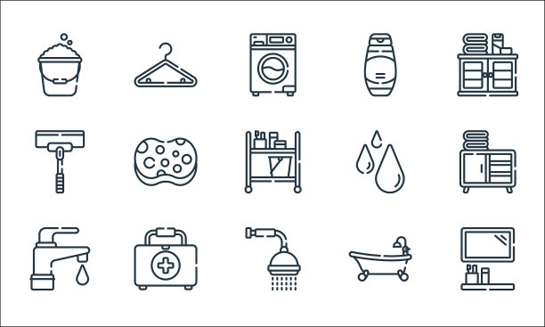 浴室线图标线性设置质量线设置图片下载