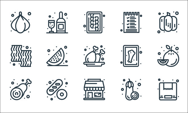 杂货线图标线性集质量线集图片下载