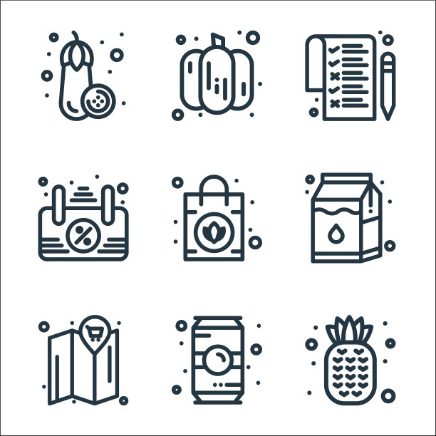 杂货线图标线性集质量线集图片下载