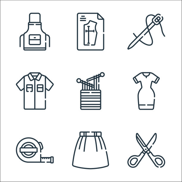 缝纫线图标线性集质量线集图片下载