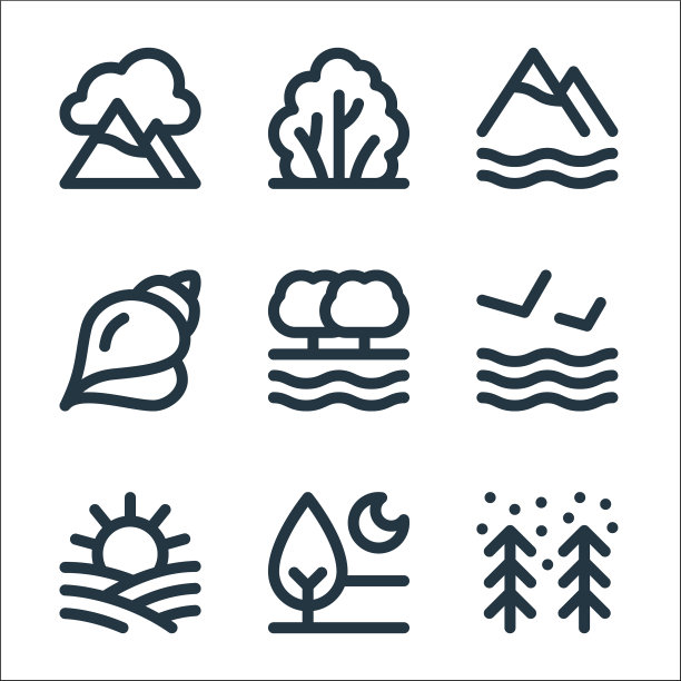 自然线图标线性集质量线集图片下载