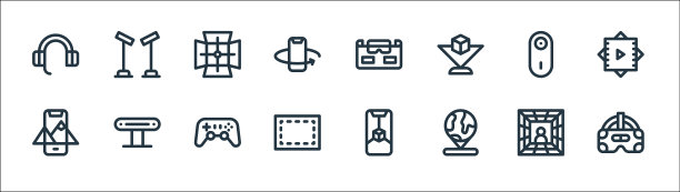 虚拟现实线图标线性设置质量图片下载