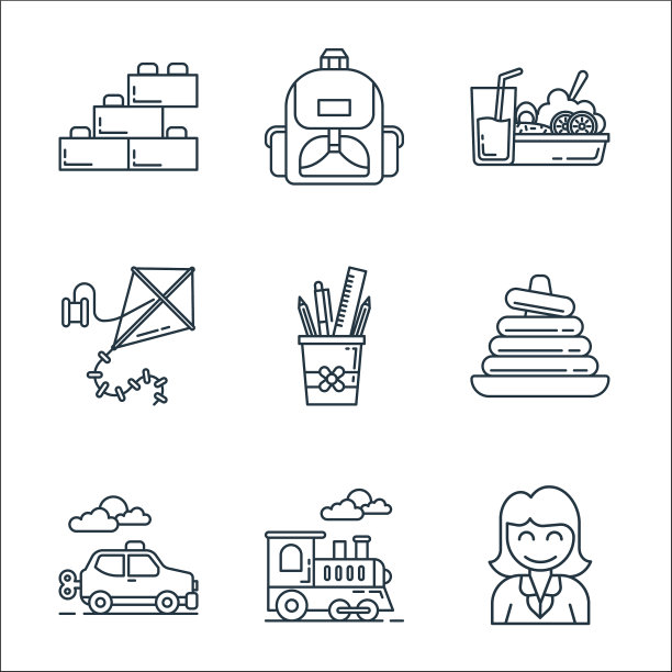 幼儿园线图标线性设置质量线图片下载