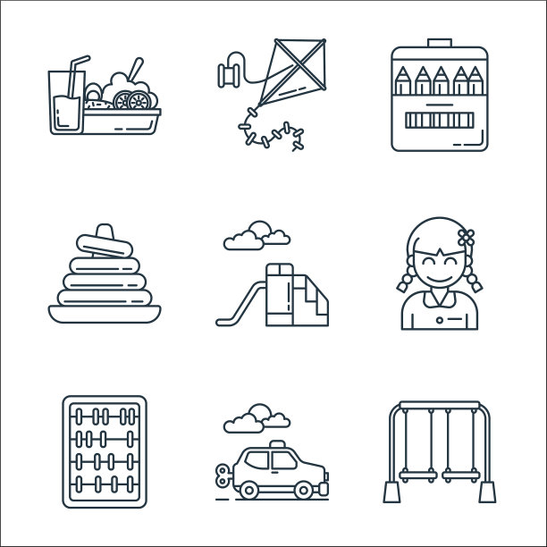 幼儿园线图标线性设置质量线图片下载