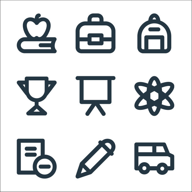 教育材料线图标线性设置质量图片下载