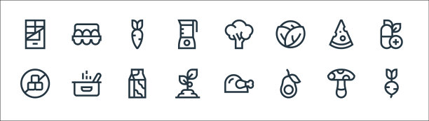 营养线图标线性集质量线集图片下载