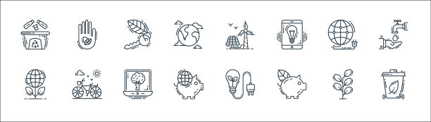 环境和生态线图标线性集质量图片下载