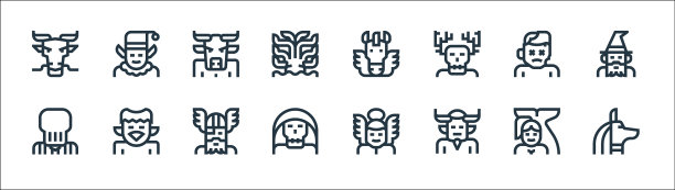 神奇的人物线条图标线性集合图片下载