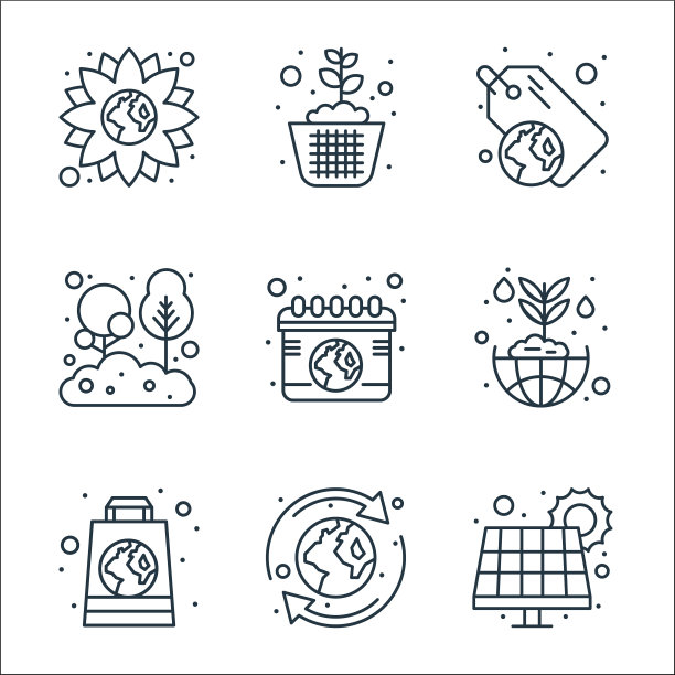 地球日线图标线性集质量线集图片下载