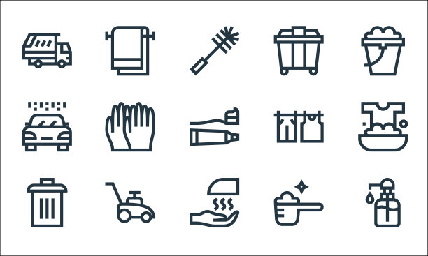 清洁线图标线性集质量线集图片下载